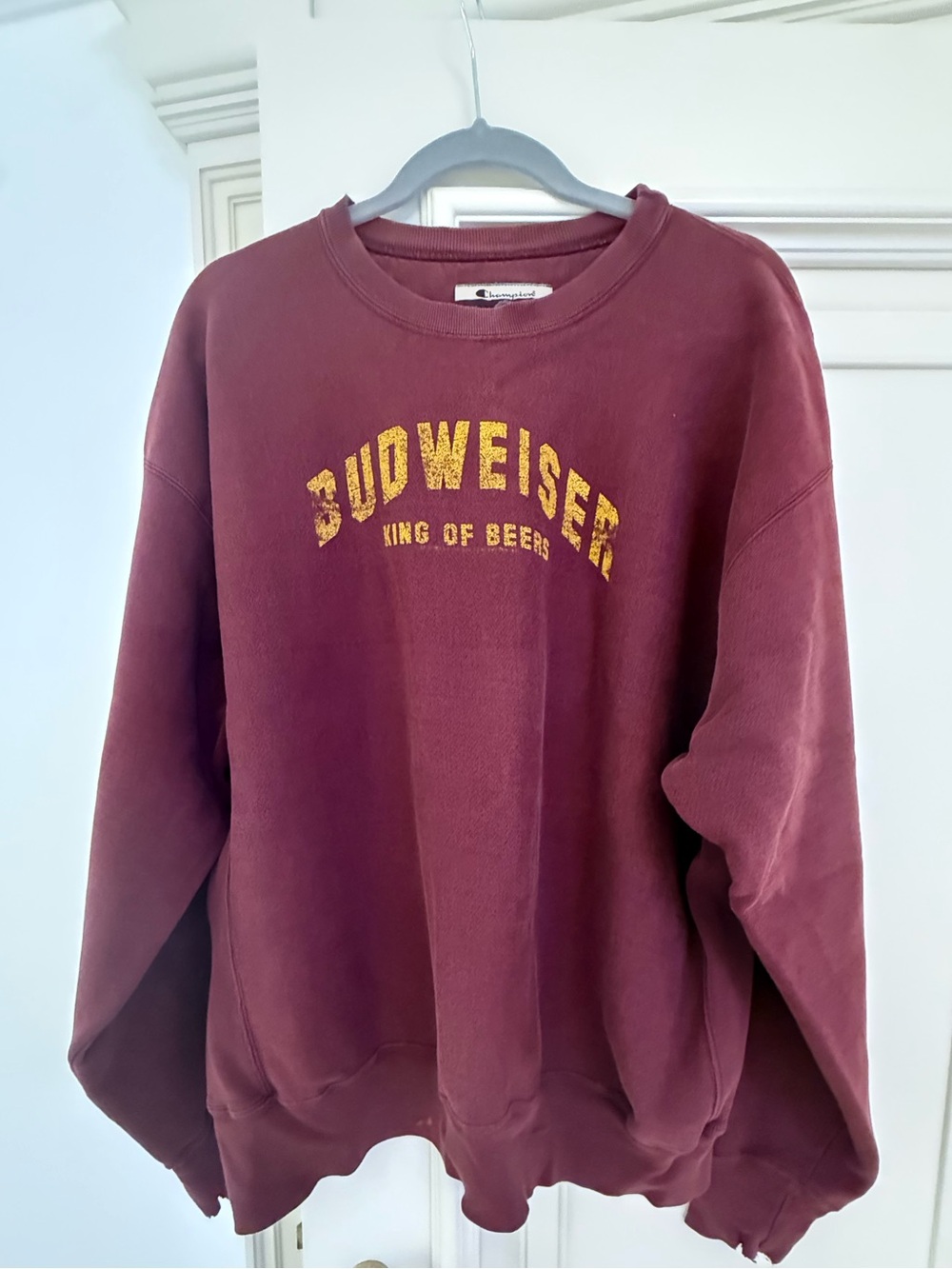 Vintage Champion Budweiser Maroon Crewneck with Premium Reverse Weave